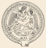 Зеркало с Эос-Тхесан, похищающей Тифона (здесь № 98). Прорисовка, XIX в. Этрурия. 470–460 до н.э.// Gerhard IV, 1867. Taf. 362